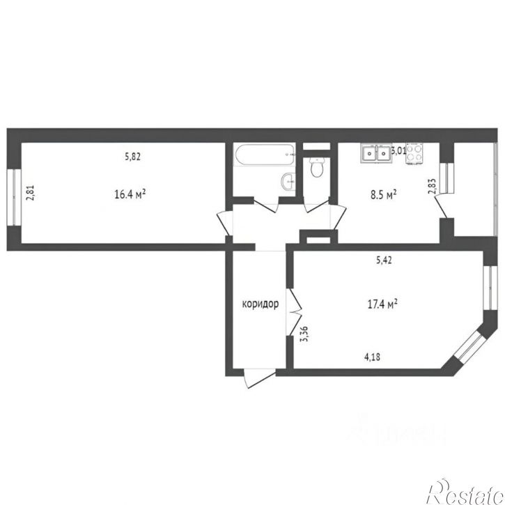 2-комн квартира ул Комсомольская, 23,  д. 23