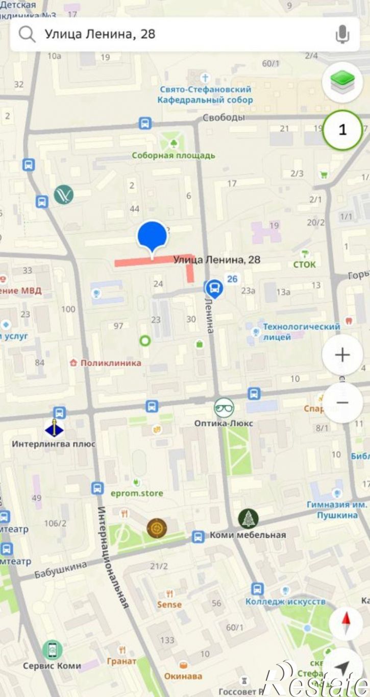 1-комн квартира Сыктывкар, улица Ленина, 28